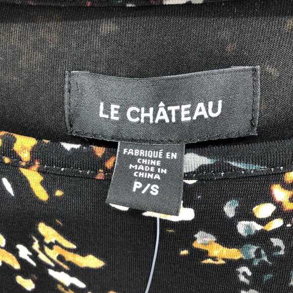 Le Chateau Black floral NWT Boatneck  3/4 sleeve midi dress SP - Picture 4 of 15